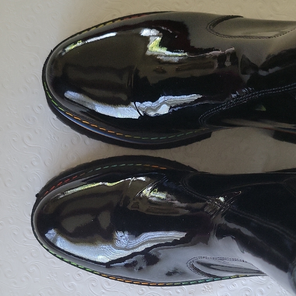 Kurt Geiger London Lug Sole Rainbow Platform Black patent Rainbow Sole Sz 39 - Picture 3 of 11